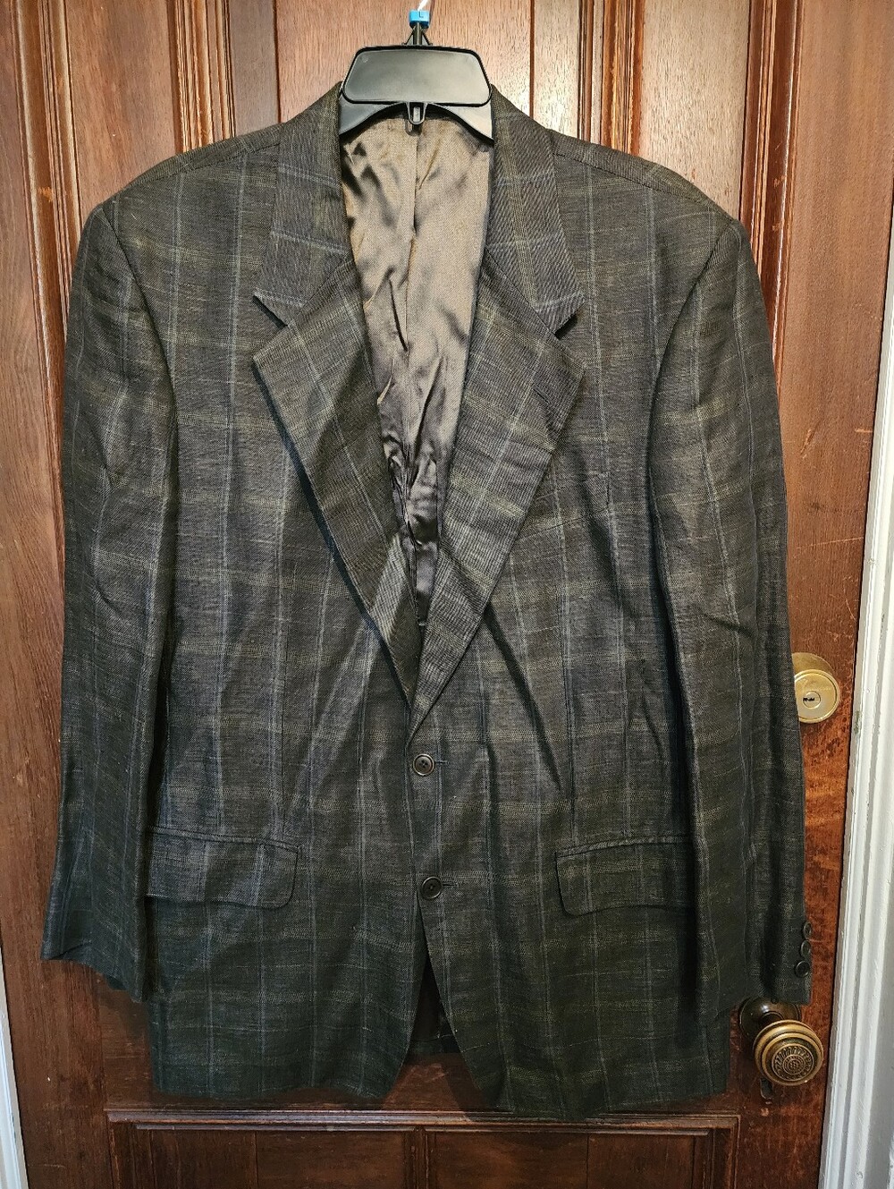 Grail Vintage 90s Barneys New York x Lubiam 100% Pure Flax Linen Plaid Sport-L
